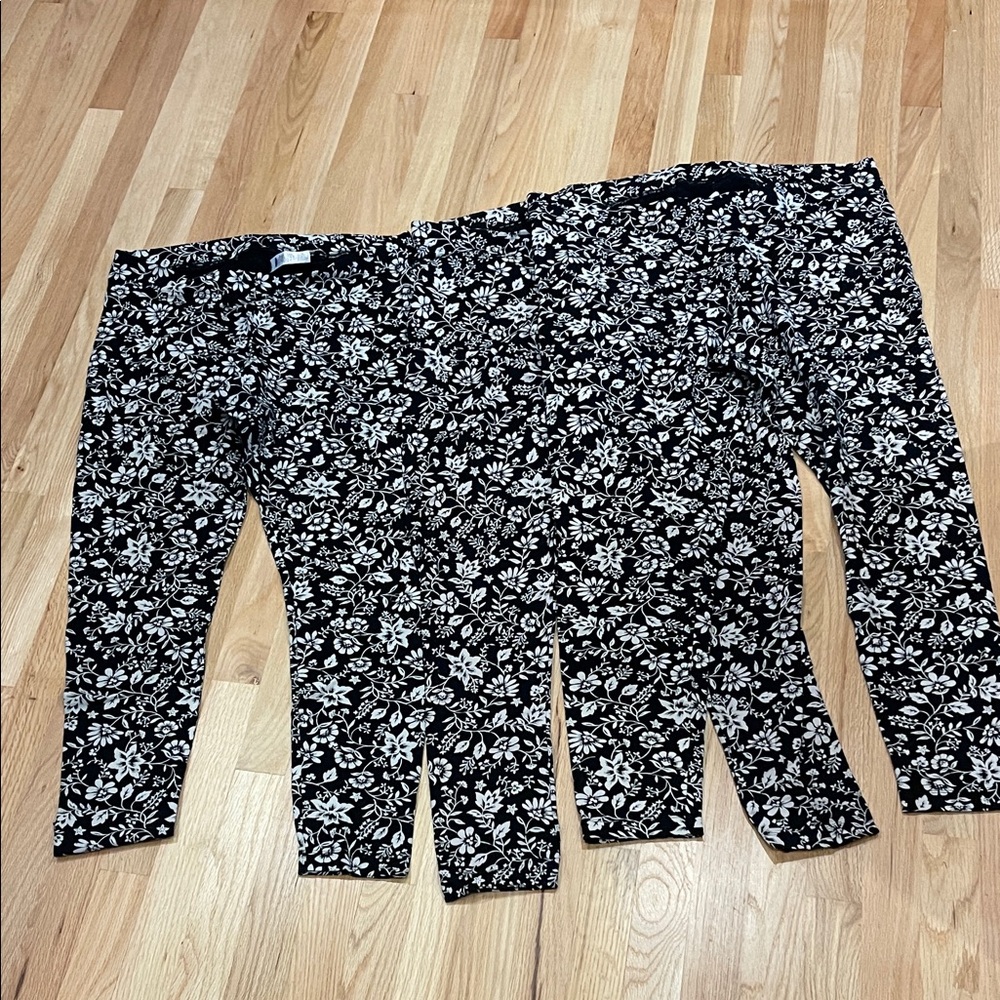 Set of Three Old Navy Black and White Floral Leggings